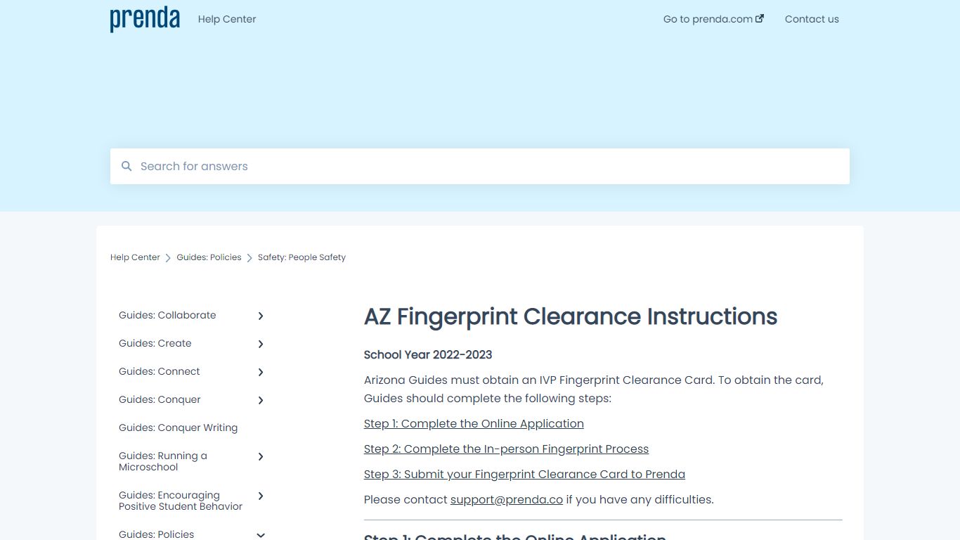 AZ Fingerprint Clearance Instructions - help.prenda.com